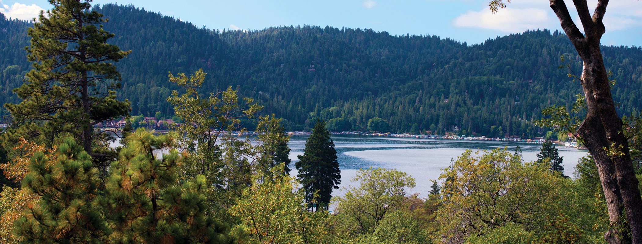 The view of Lake Arrowhead from the Lake Arrowhead Lodge Zen Deck