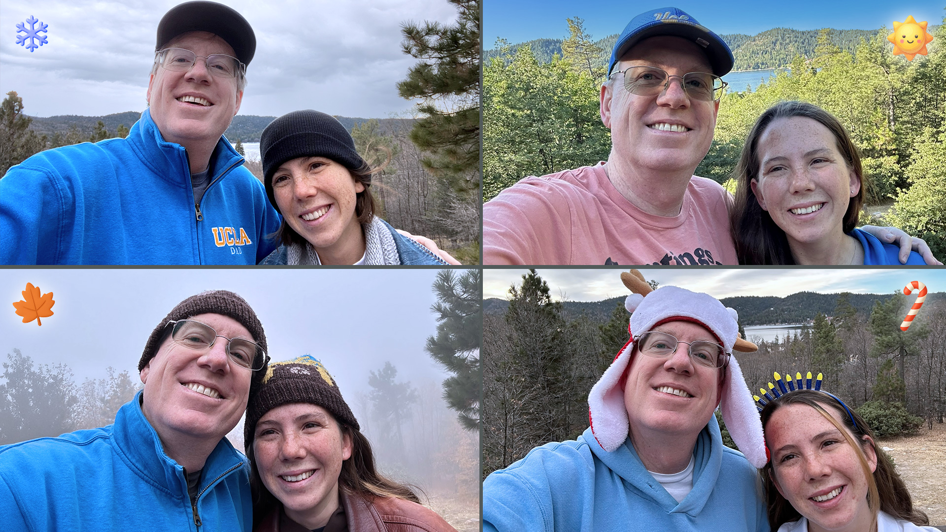 selfies of several family holiday guests